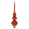 White and Red Jewels with Golden Trellis on Red Glass Christmas Tree Topper 12.5 Inches